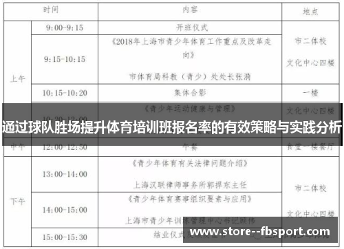 通过球队胜场提升体育培训班报名率的有效策略与实践分析